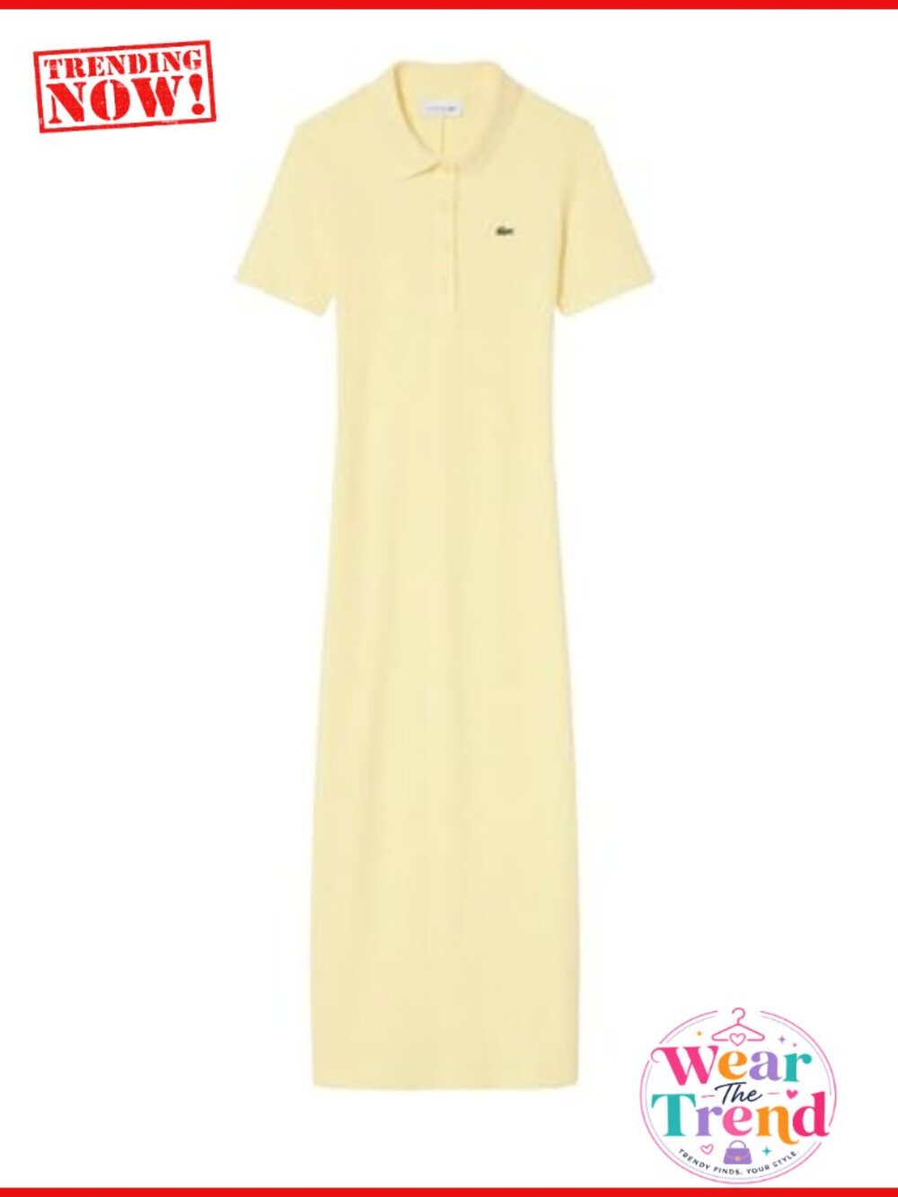 Lacoste Long Ribbed Cotton Polo Dress Slim Fit Short Sleeve Maxi Casual